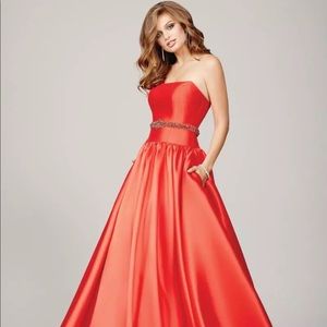 Jovani Red Strapless Gown